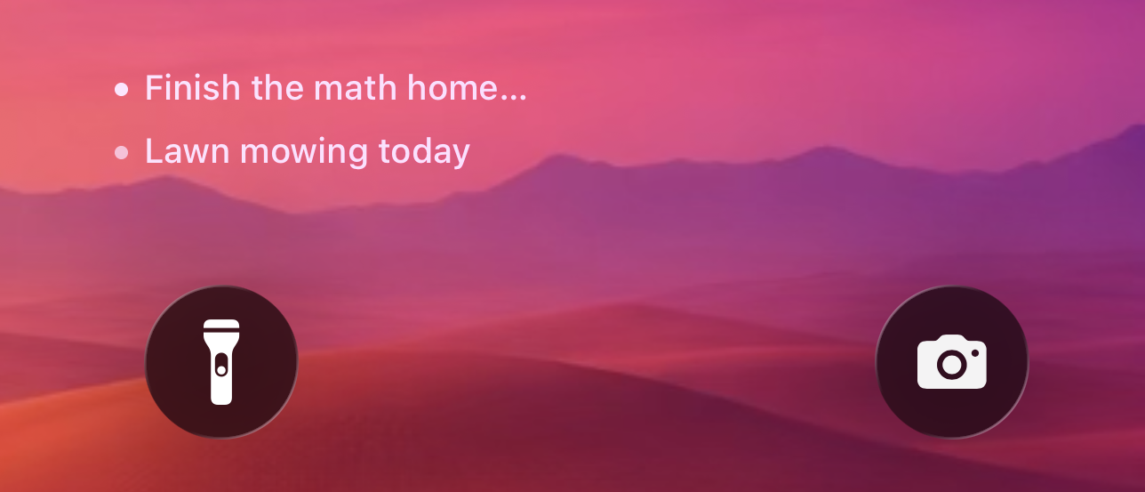 Nowra Lock Screen widget showing parked thoughts.